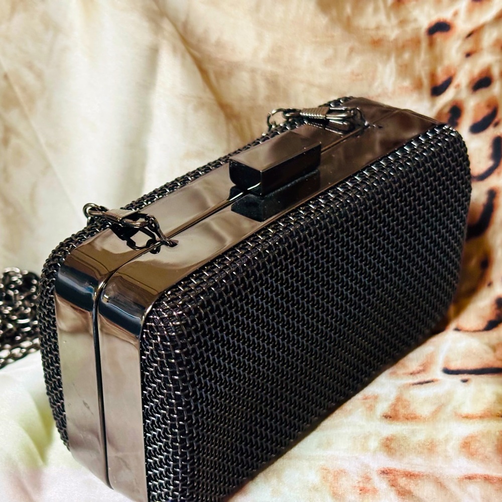 Bebe Black Mesh Clutch